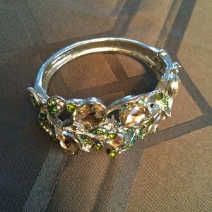 Women's dressy bracelet.  Silver with gemstones. Dresses up any outfit!